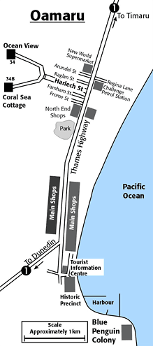 Map showing location of Ocean View Apartments, Oamaru